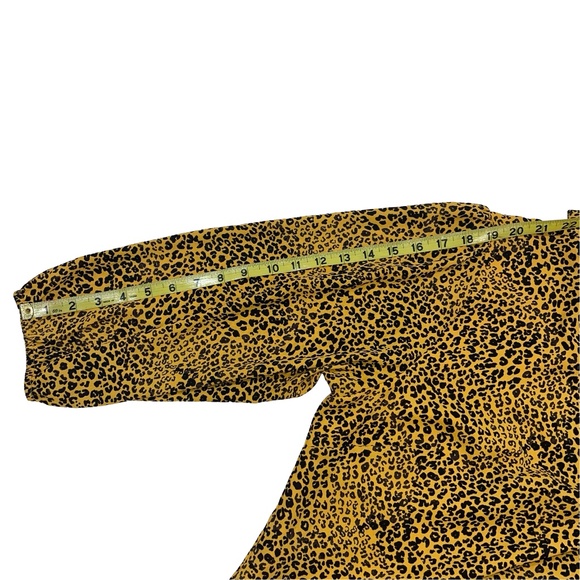 NANETTE LEPORE Drop Waist Pleated Hem Cheetah Print Dress In Black Gold Sz 12 - Picture 10 of 14